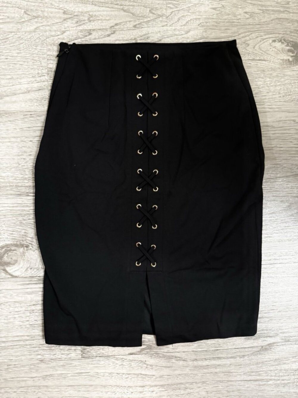 bebe Black Lace Up Pencil Skirt Womens Size 6 NWT Midi Gothic Y2K Fitted - Picture 2 of 4